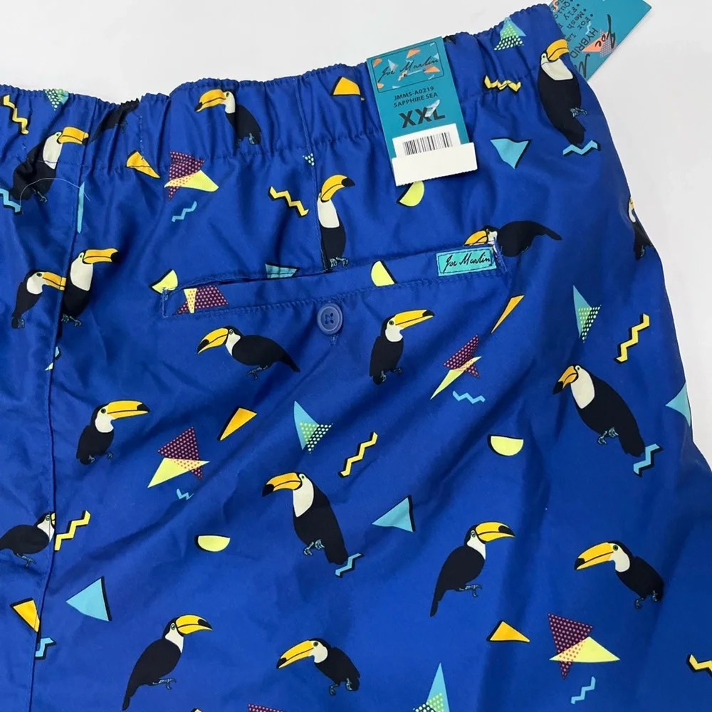 NWT JOE MARTIN Men’s Hybrid Short - Bathing Suit in Blue with Toucans Size‎ 2XL
